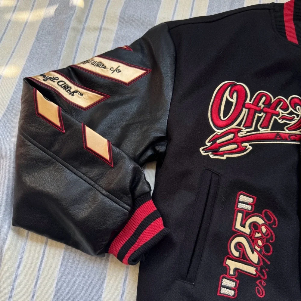 Off-White x AC Milan 125th Anniversary Embroidered Varsity Jacket - Picture 4 of 11